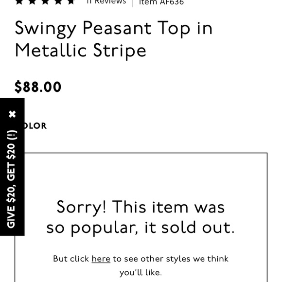 Madewell Swingy Peasant Top in Metallic Stripe XS - Picture 9 of 11